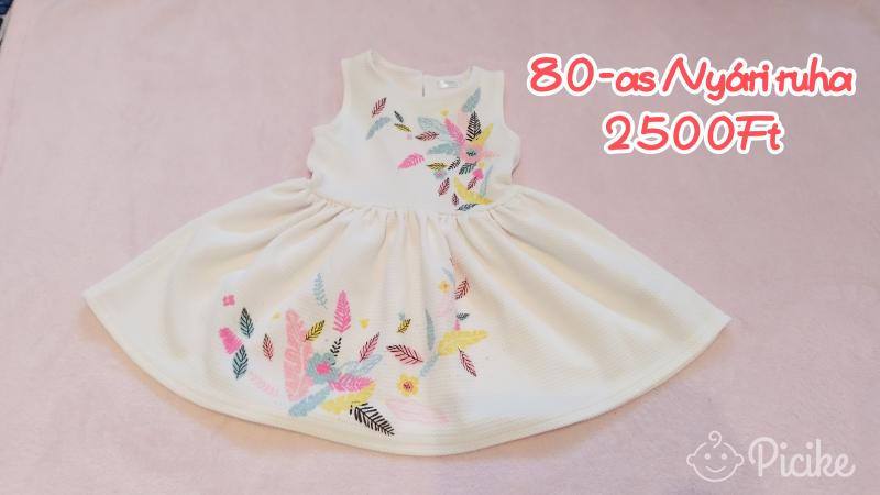 Virágos mintás fehér gyermekruha 80-as méretben